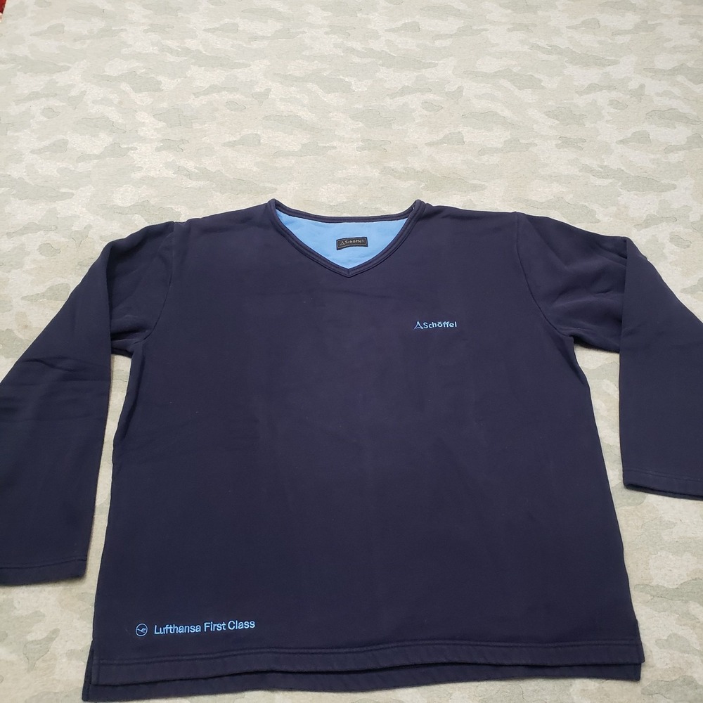 Schoffel Shirt Mens XL Blue Pullover V-Neck Long Sleeve
